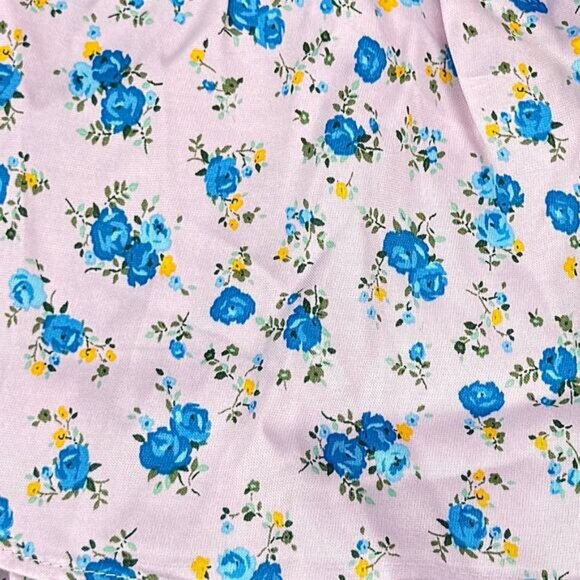 NWT ZARA Floral Satin Effect Mini Skirt Size Medium Floral Pink Blue - Picture 7 of 8